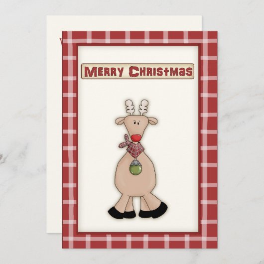 Cute Kerstrudolf de Red Nose Reindeer Party Kaart (Voorkant / Achterkant)