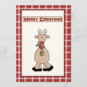 Cute Kerstrudolf de Red Nose Reindeer Party Kaart