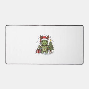 Cute Kerstschildpad Vintage Gravure Shirt Ontwerp Bureaumat