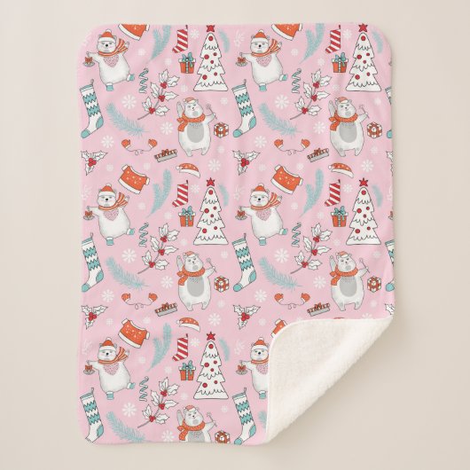 Cute kerstSherpa Blanket Sherpa Deken (Voorkant)