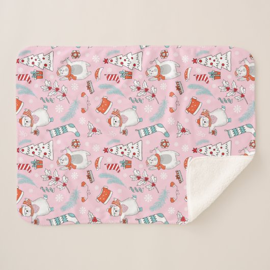 Cute kerstSherpa Blanket Sherpa Deken (Voorkant (horizontaal))