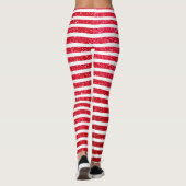 Cute kerstsnoe Cane Glitter Stripped Pattern Leggings (Achterkant)
