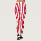 Cute kerstsnoe Cane Glitter Stripped Pattern Leggings (Achterkant)
