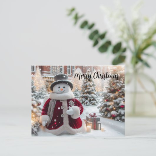 Cute Kerstsnowman Briefkaart (Staand voorkant)