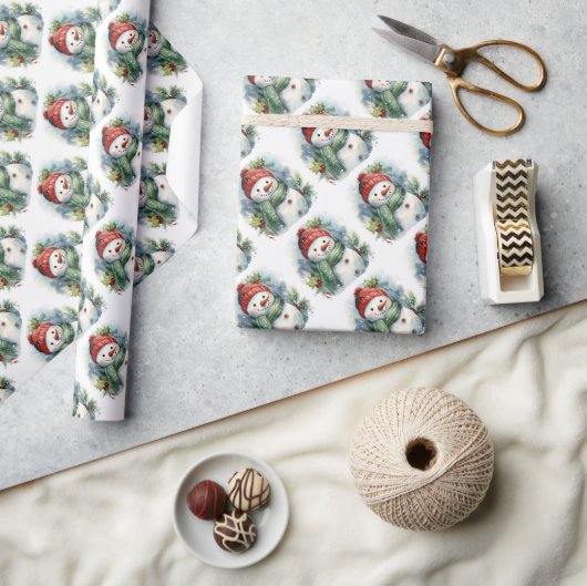 Cute Kerstsnowman Cadeaupapier (Crafts)