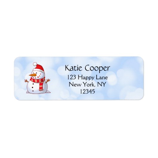 Cute Kerstsnowman Etiket (Voorkant)