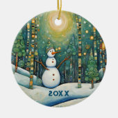Cute Kerstsnowman Keramisch Ornament (Voorkant)