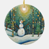 Cute Kerstsnowman Keramisch Ornament (Achterkant)