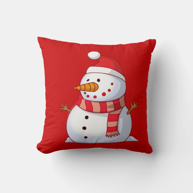 Cute Kerstsnowman Kussen (Voorkant)