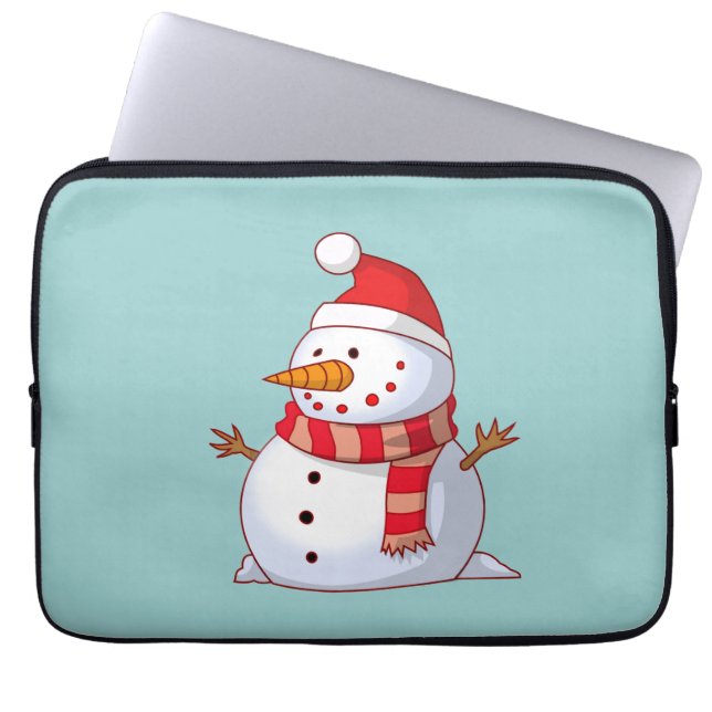Cute Kerstsnowman Laptop Sleeve (Voorkant)