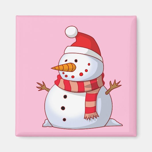 Cute Kerstsnowman Magneet (Voorkant)