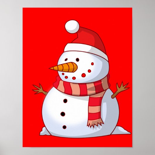 Cute Kerstsnowman Poster (Voorkant)