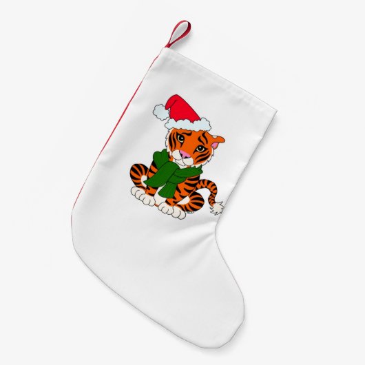 Cute Kersttijger Stocking Kleine Kerstsok (Voorkant (Hangend))