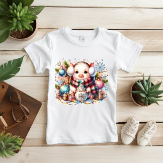 Cute Kerstvarken Met Cadeaus en Warme Chocolade T-