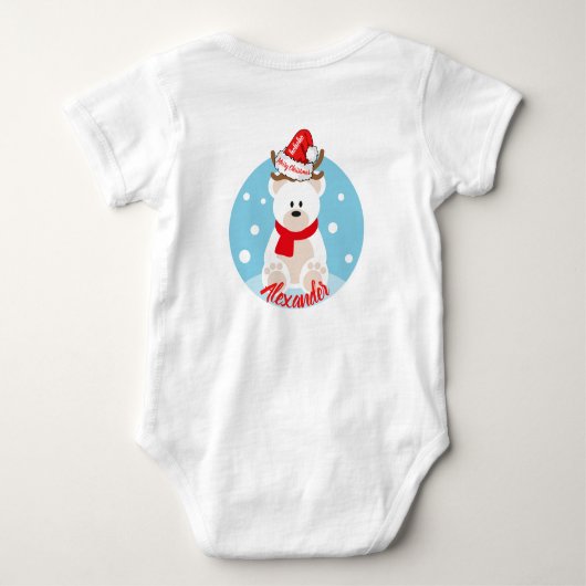 Cute KerstWhite Beer Red Santa Hat HoHo Romper (Achterkant)