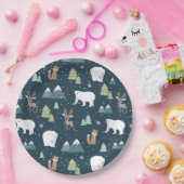 Cute Kerstwinter Animals Pattern Papieren Bordje (Feest)