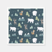 Cute Kerstwinter Animals Pattern Servet (Voorkant)