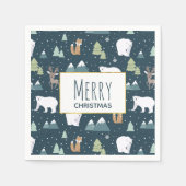 Cute Kerstwinter Animals Pattern Servet (Voorkant)