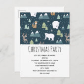 Cute Kerstwinter Animals Pattern Uitnodiging Briefkaart (Voorkant / Achterkant)