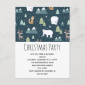 Cute Kerstwinter Animals Pattern Uitnodiging Briefkaart (Voorkant)