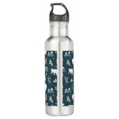 Cute Kerstwinter Animals Pattern Waterfles (Achterkant)