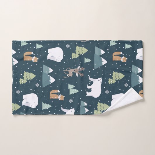 Cute Kerstwinter Animals Rustin Pattern Bad Handdoek (Handdoek)