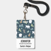 Cute Kerstwinter Animals Rustin Pattern Badge (Voorzijde met lanyard)