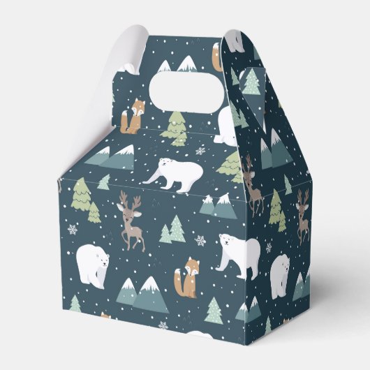 Cute Kerstwinter Animals Rustin Pattern Bedankdoosjes (Achterkant)