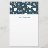 Cute Kerstwinter Animals Rustin Pattern Briefpapier (Voorkant)