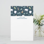 Cute Kerstwinter Animals Rustin Pattern Briefpapier (Staand voorkant)