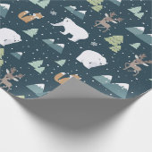 Cute Kerstwinter Animals Rustin Pattern Cadeaupapier (Hoek)