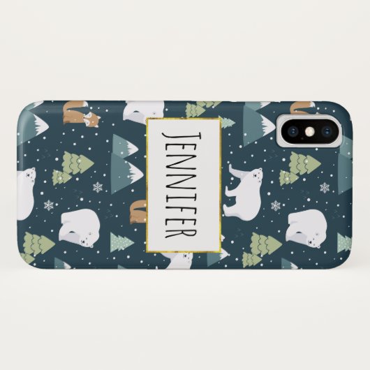 Cute Kerstwinter Animals Rustin Pattern Case-Mate iPhone Case (Achterkant (horizontaal))