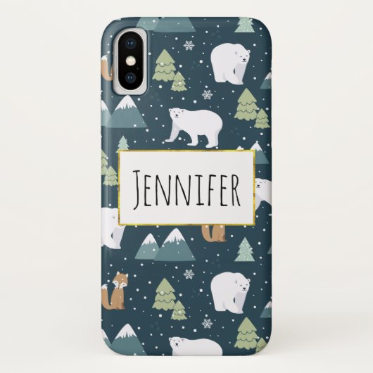 Cute Kerstwinter Animals Rustin Pattern Case-Mate iPhone Case (Achterkant)