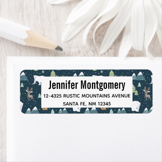 Cute Kerstwinter Animals Rustin Pattern Etiket (Insitu)