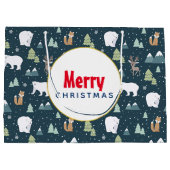 Cute Kerstwinter Animals Rustin Pattern Groot Cadeauzakje (Achterkant)