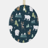 Cute Kerstwinter Animals Rustin Pattern Keramisch Ornament (Rechts)
