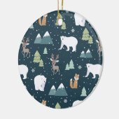 Cute Kerstwinter Animals Rustin Pattern Keramisch Ornament (Links)