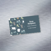 Cute Kerstwinter Animals Rustin Pattern Magnetisch Visitekaartje (Voorbeeld)