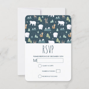 Cute Kerstwinter Animals Rustin Pattern RSVP Kaartje