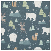 Cute Kerstwinter Animals Rustin Pattern Stof (Swatch)