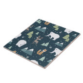 Cute Kerstwinter Animals Rustin Pattern Tegeltje (Zijkant)