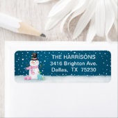 Cute Kerstwinter Snowman Adres Etiket (Insitu)