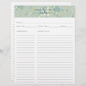 Cute Keuken Initiaal Teal Bloemige Botanische Rece (Voorkant / Achterkant)