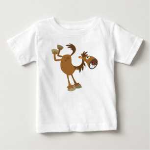 Cute Kicking Cartoon Horse Baby T-Shirt