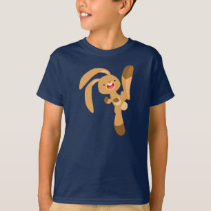 Cute Kickspringing Cartoon Rabbit Children T-Shirt