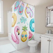 Cute Kid Plage Tropical Thème Douche Rideau (En situation)