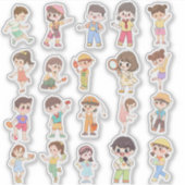 Cute Kids Activity Vinyl Stickers (Devant)