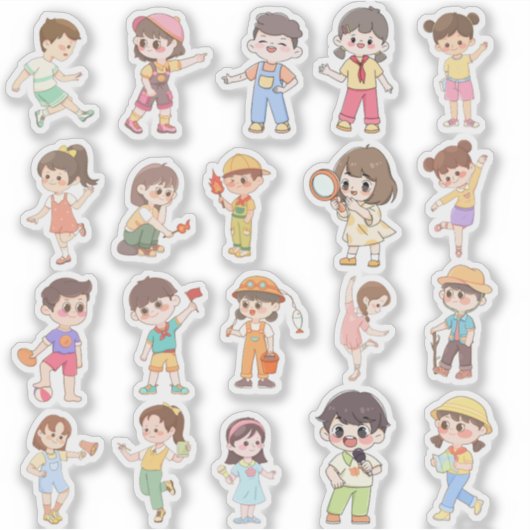 Cute Kids Activity Vinyl Stickers (Voorkant)
