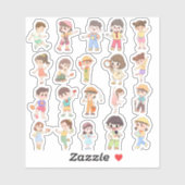 Cute Kids Activity Vinyl Stickers (Feuille)