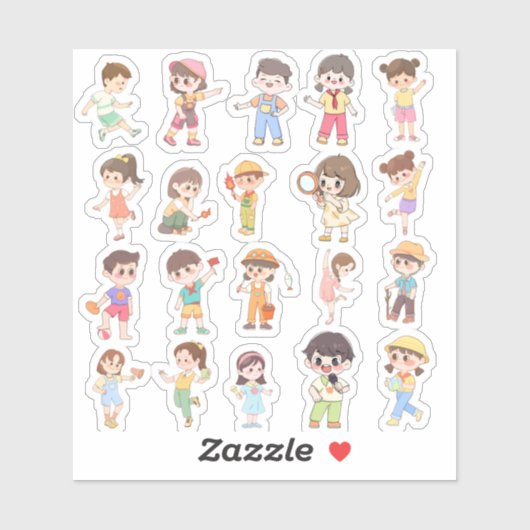 Cute Kids Activity Vinyl Stickers (Vel)
